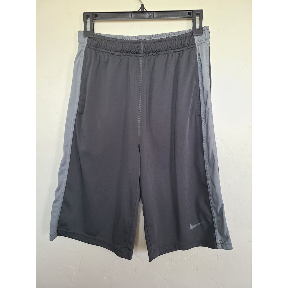 Nike Youth Black with Gray Side-Panel Athletic Shorts, XL